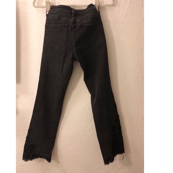 Free People Black Mid Rise Embroidered Jean - Picture 4 of 8